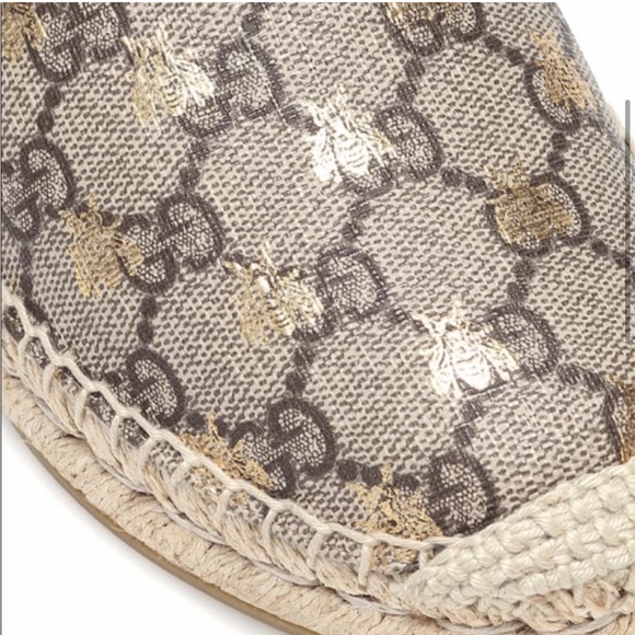 Gucci Logo Espadrille Flat Bees size 37.5 - Picture 6 of 16